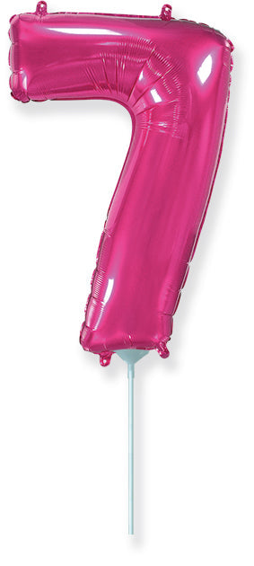 14" Airfill Only Flexmetal Foil Balloon Number "7" Fuchsia