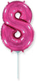 14" Airfill Only Flexmetal Foil Balloon Number "8" Fuchsia