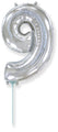 14" Airfill Only Flexmetal Foil Balloon Number "9" Silver