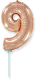 14" Airfill Only Flexmetal Foil Balloon Number "9" Rose Gold