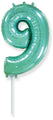 14" Airfill Only Flexmetal Foil Balloon Number "9" Turquoise