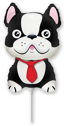 12" Airfill Only Foil Shaped Balloon French Bulldog Black