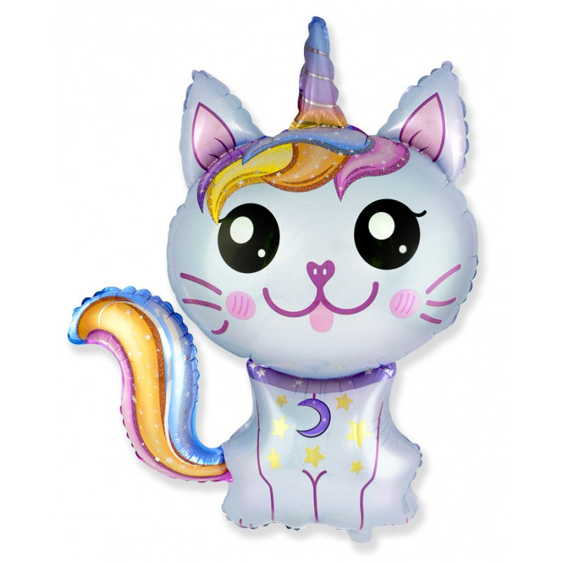 12" Airfill Only Caticorn Blue Foil Balloon