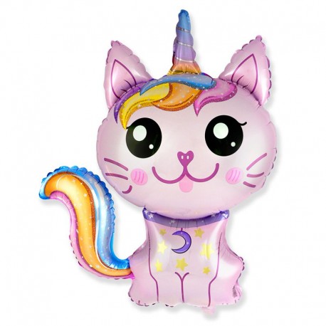 12" Airfill Only Caticorn Fuchsia Foil Balloon