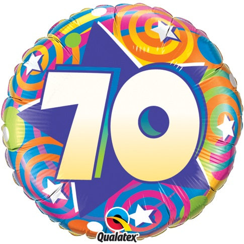 18" 70th Birthday Stars & Swirls Balloon