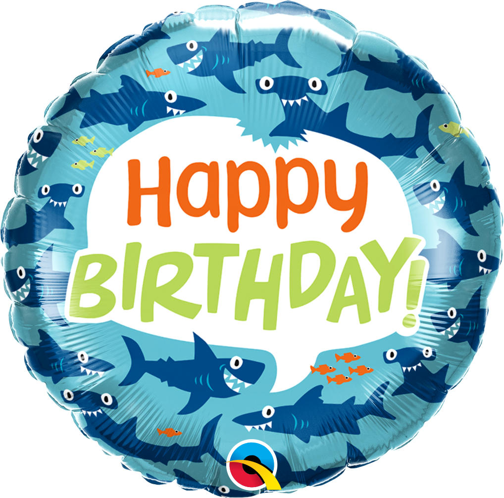 18" Birthday Fun Sharks Foil Balloon