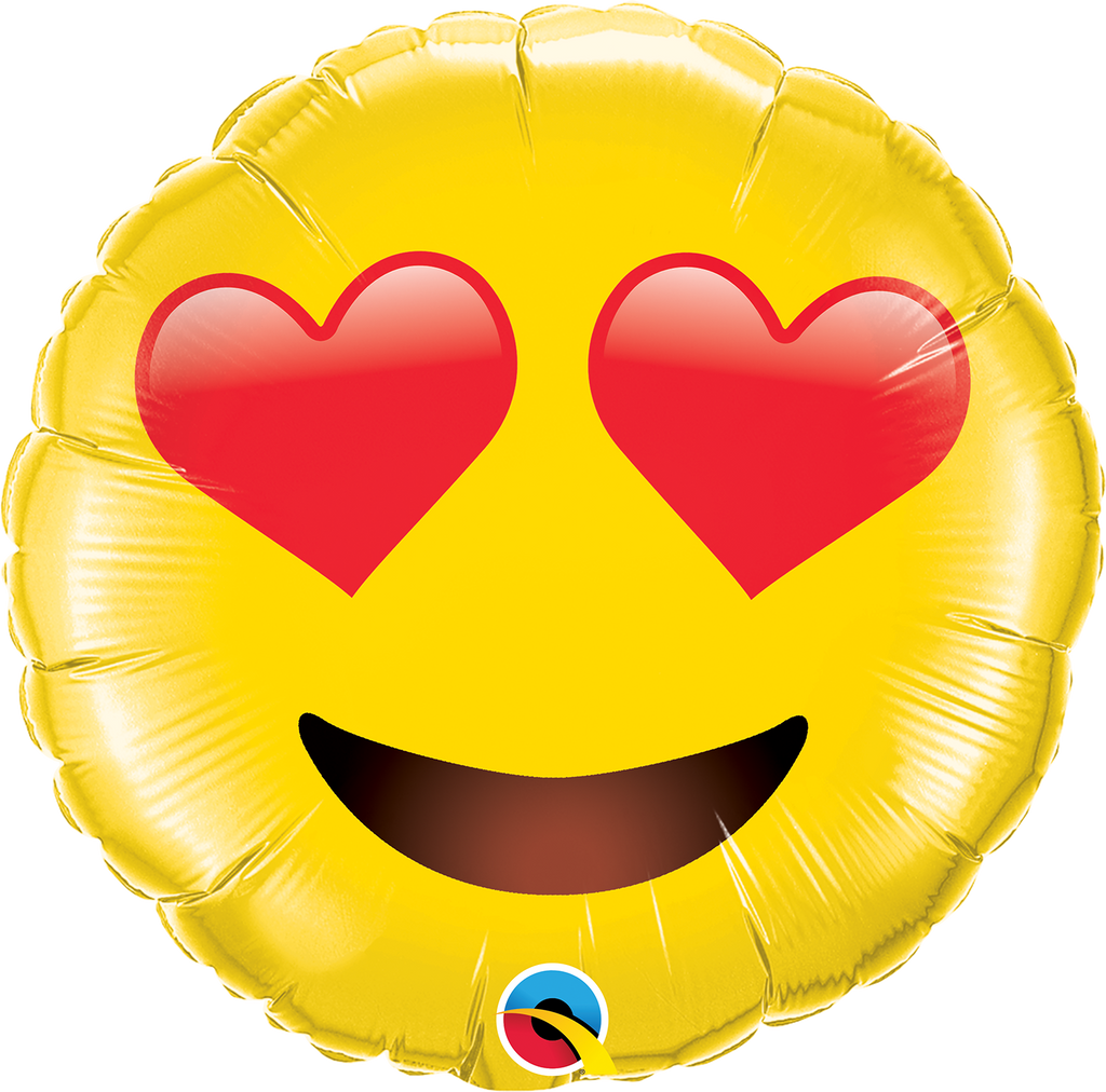 28" Smiley Face With Heart Eyes Foil Balloon