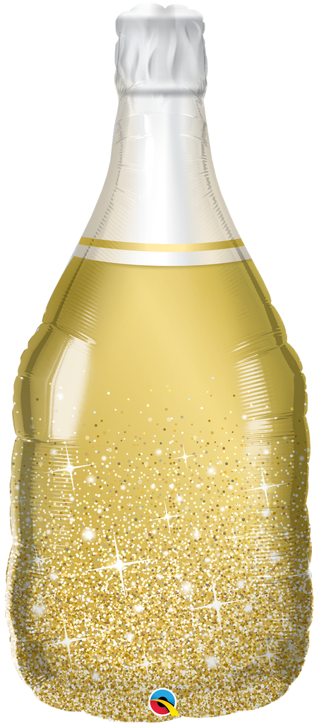 39" Golden Bubbly Wine Bottle Foil Balloon