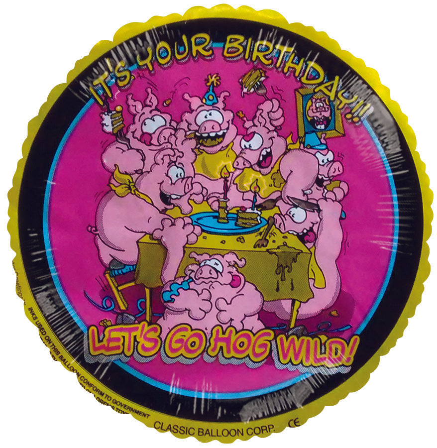 9" Airfill Only It's your Birthday Pigs yellow Balloon