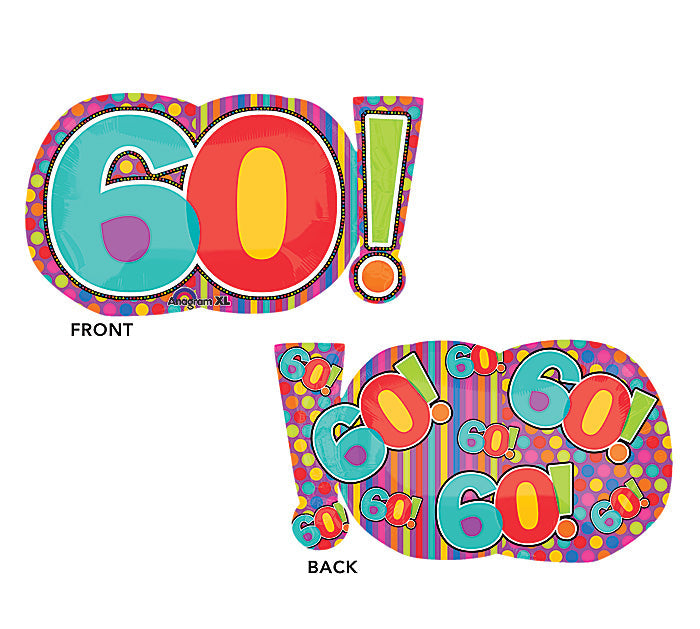29" Mylar Jumbo Number 60! Balloon