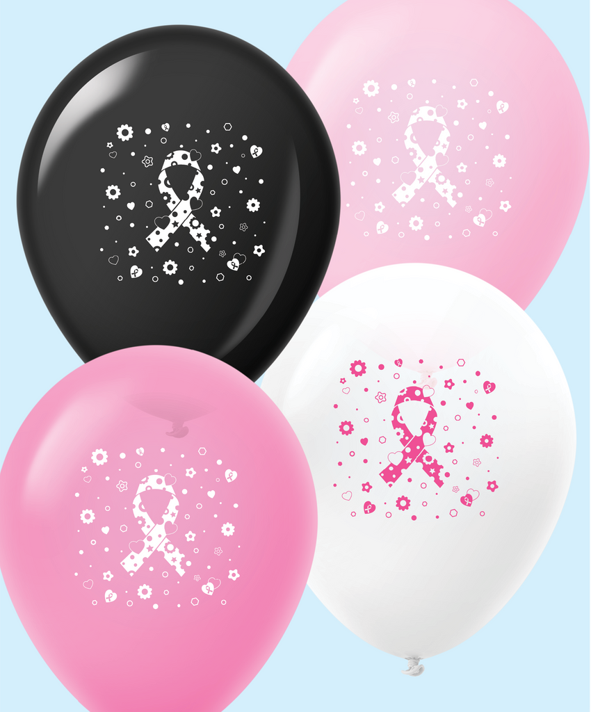 11" Assorted Colors Breast Cancer Latex Balloon (25 Count)