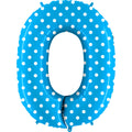 40" Foil Shape Balloon Number 0 Baby Blue Dots