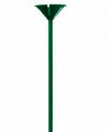 The Colour Wheel 13" One Piece Cup and Balloon Stick-Green is a green plastic stake with a pointed end and cup-shaped top, ideal for supporting plants or as a balloon stick for party decorations. Pictured on a plain white background.