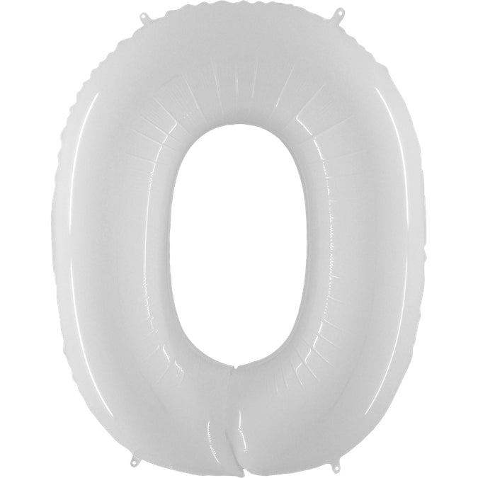 40" Foil Shape Balloon Number 0 Bright White