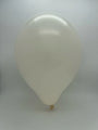 A single inflated white Tuftex TT-260's Lace Latex Balloon, ideal for twisting animal designs, floats with a tied end against a plain light gray background.