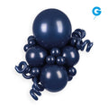 A festive cluster of 5″ Gemar Latex Balloons in standard navy, crafted from high-quality latex and accented with curly balloon details, is arranged against a white background. The small blue Gemar “G” logo appears in the top right corner—perfect for enhancing your party décor.