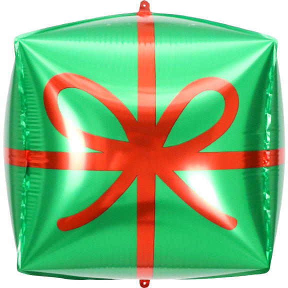 Uninflated 22 Inches Cube With Bowknot Green Balloon Manufacturered By Colour Wheel