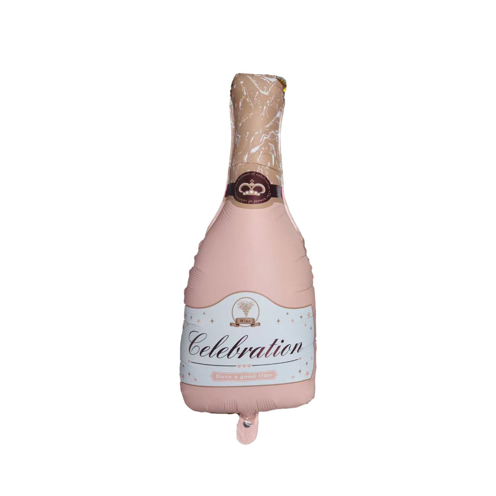 Uninflated 33 Inches Matte Pink Wine Champagne Celebration Bottle Foil Balloon Manufacturered By Colour Wheel