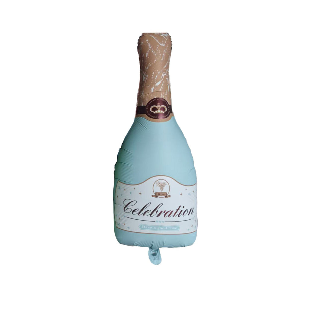 Uninflated 33 Inches Matte Blue Wine Champagne Celebration Bottle Foil Balloon Manufacturered By Colour Wheel