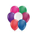 Seven vibrant 17" Tuftex Crystal/Jewel Assorted Latex Balloons (50 per bag) in various colors are arranged together on a white background.