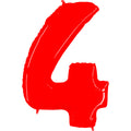 40" Foil Shape Balloon Number 4 Fluorescence Red