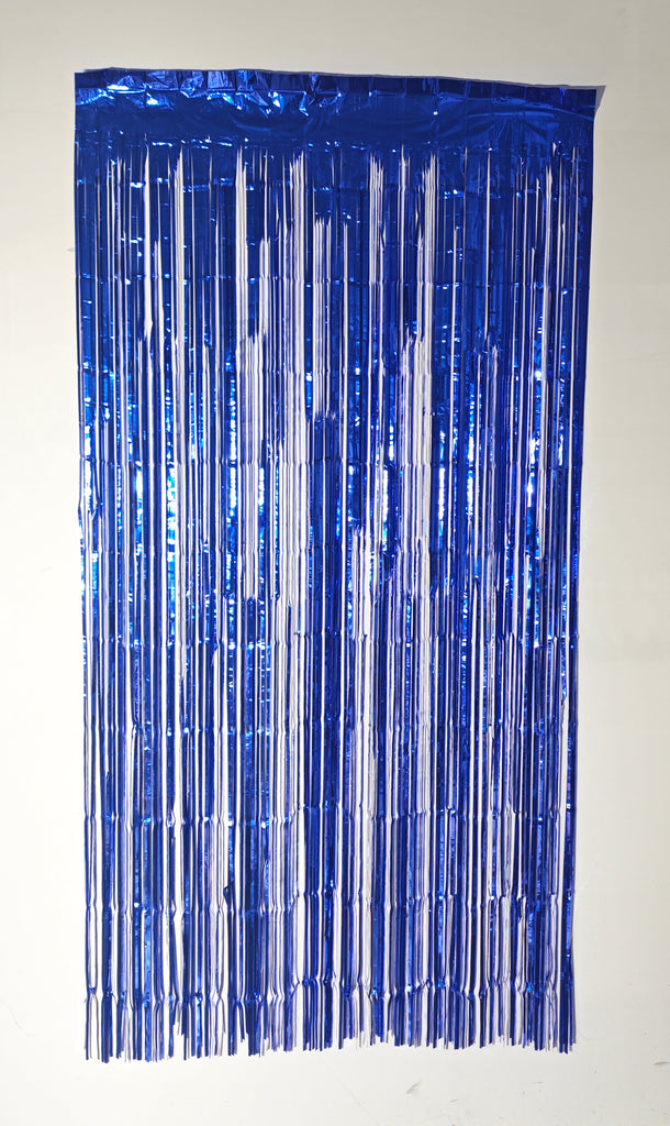 Fringe Tinsel Curtain Backdrop in the Color of Blue. Made by Mylargram.