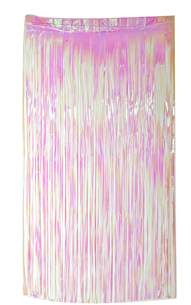 Fringe Tinsel Curtain Backdrop in the Color of Irredescent White. Made by Mylargram.