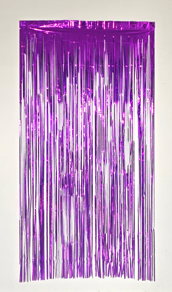Fringe Tinsel Curtain Backdrop in the Color of Purple. Made by Mylargram.