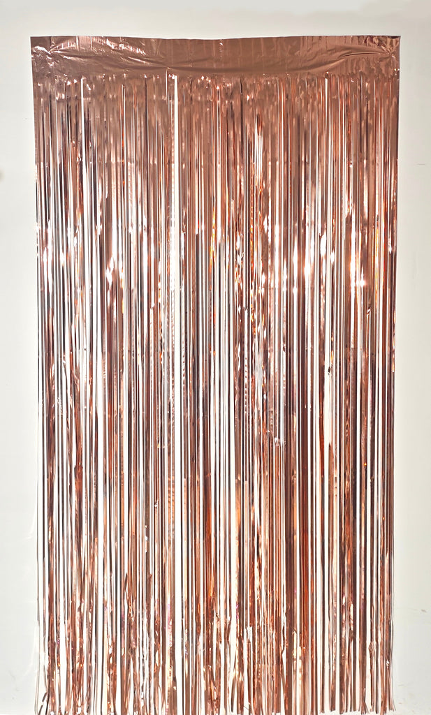 Fringe Tinsel Curtain Backdrop in the Color of Rose Gold. Made by Mylargram.