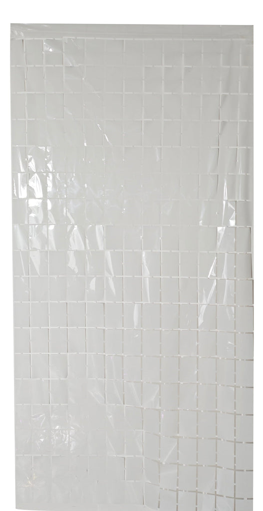 Fringe Tinsel Rectangles Curtain Backdrop in the Color of White. Made by Mylargram.