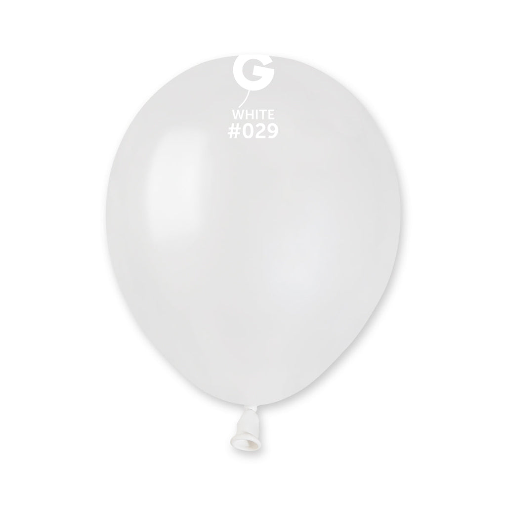 5" Gemar Latex Balloons (Bag of 100) Metallic Metallic White