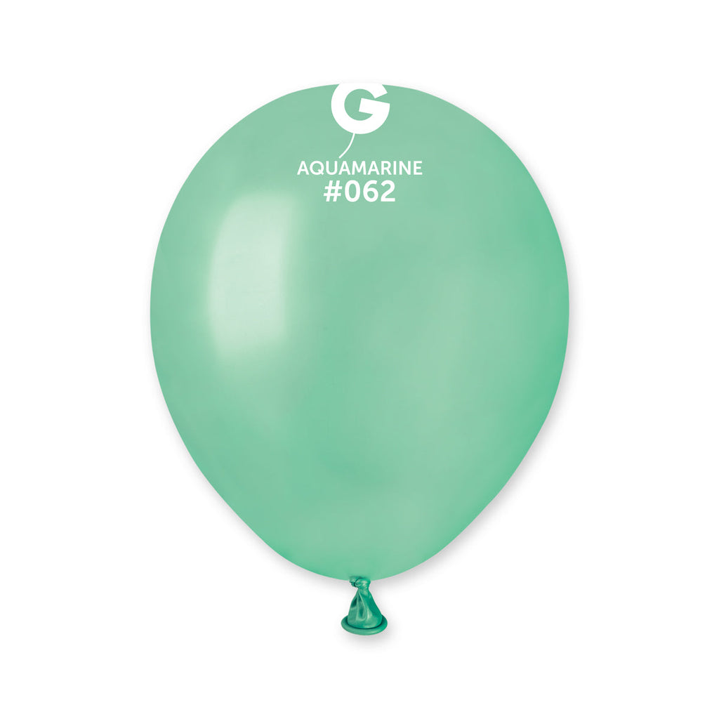 5" Gemar Latex Balloons (Bag of 100) Metallic Metallic Aquamarine