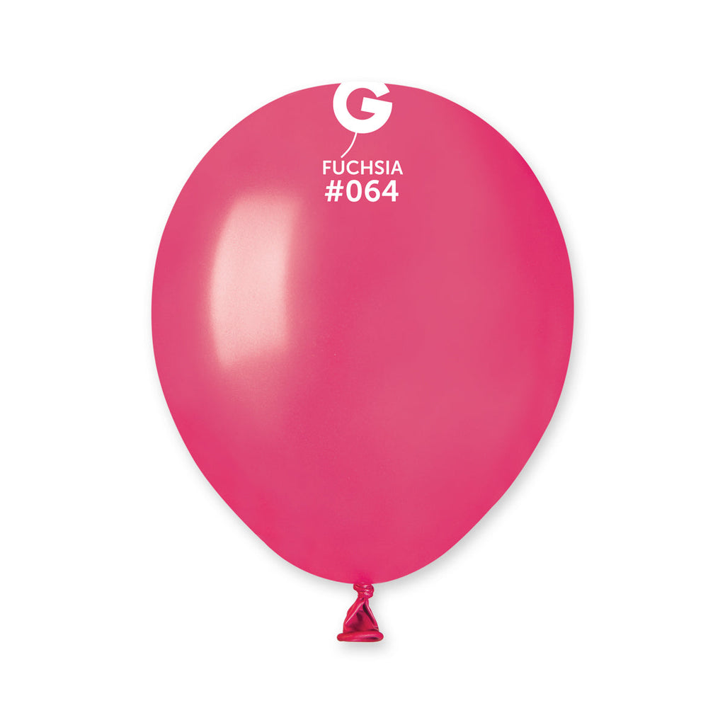 5" Gemar Latex Balloons (Bag of 100) Metallic Metallic Fuchsia
