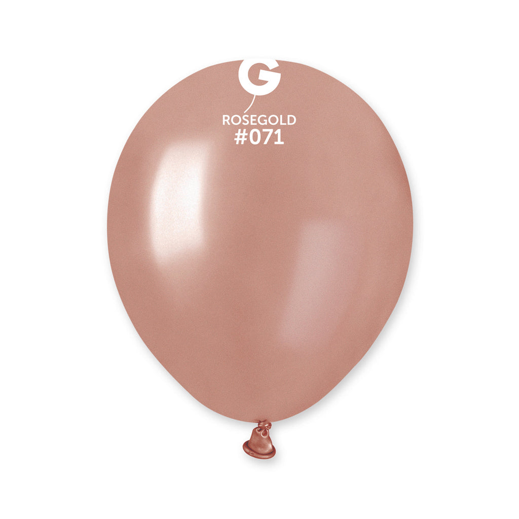 5" Gemar Latex Balloons (Bag of 100) Metallic Rose Gold