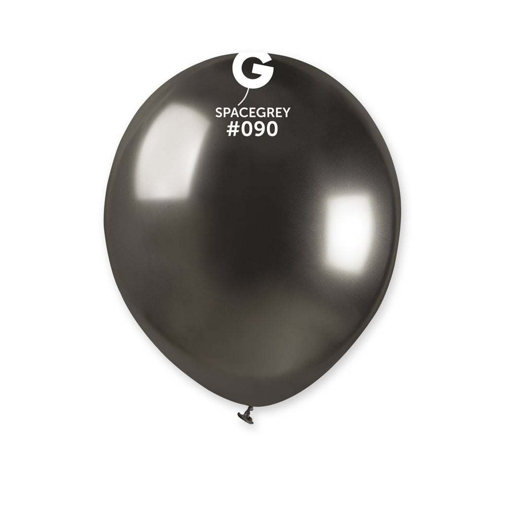 5" Gemar Latex Balloons (Bag of 50) Shiny Space Grey