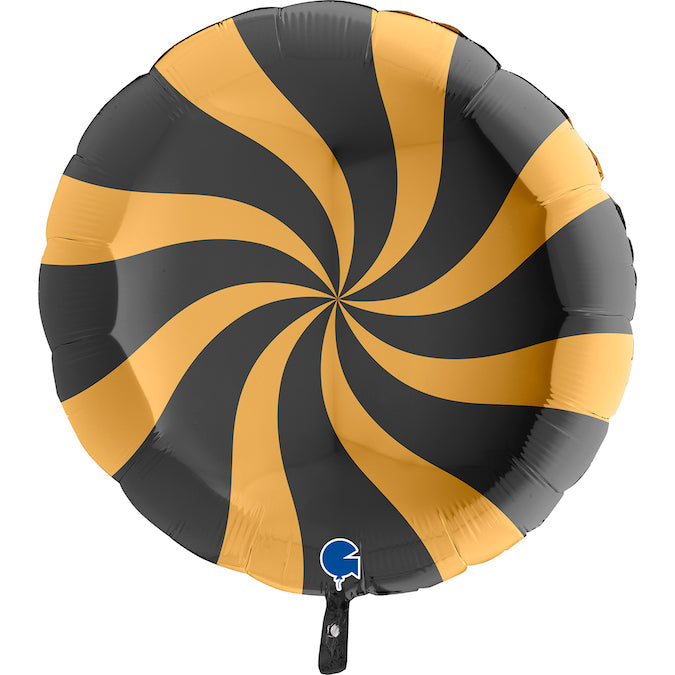 36" Candy Swirly Gold-Black Foil Balloon