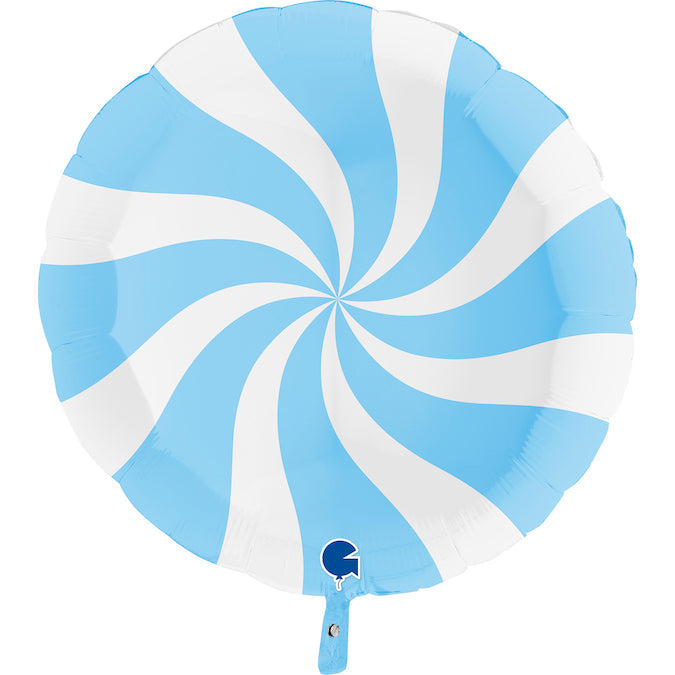 36" Candy Swirly White-Matte Blue Foil Balloon