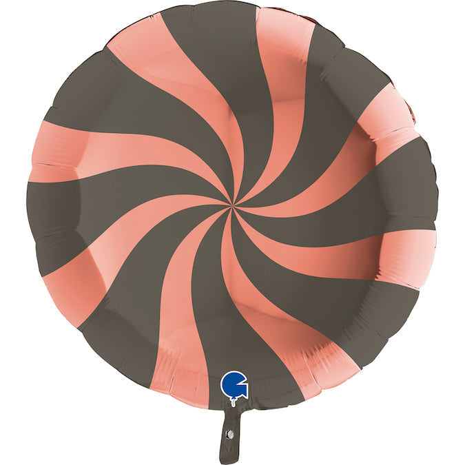 36" Candy Swirly Rose Gold-Platinum Grey Foil Balloon