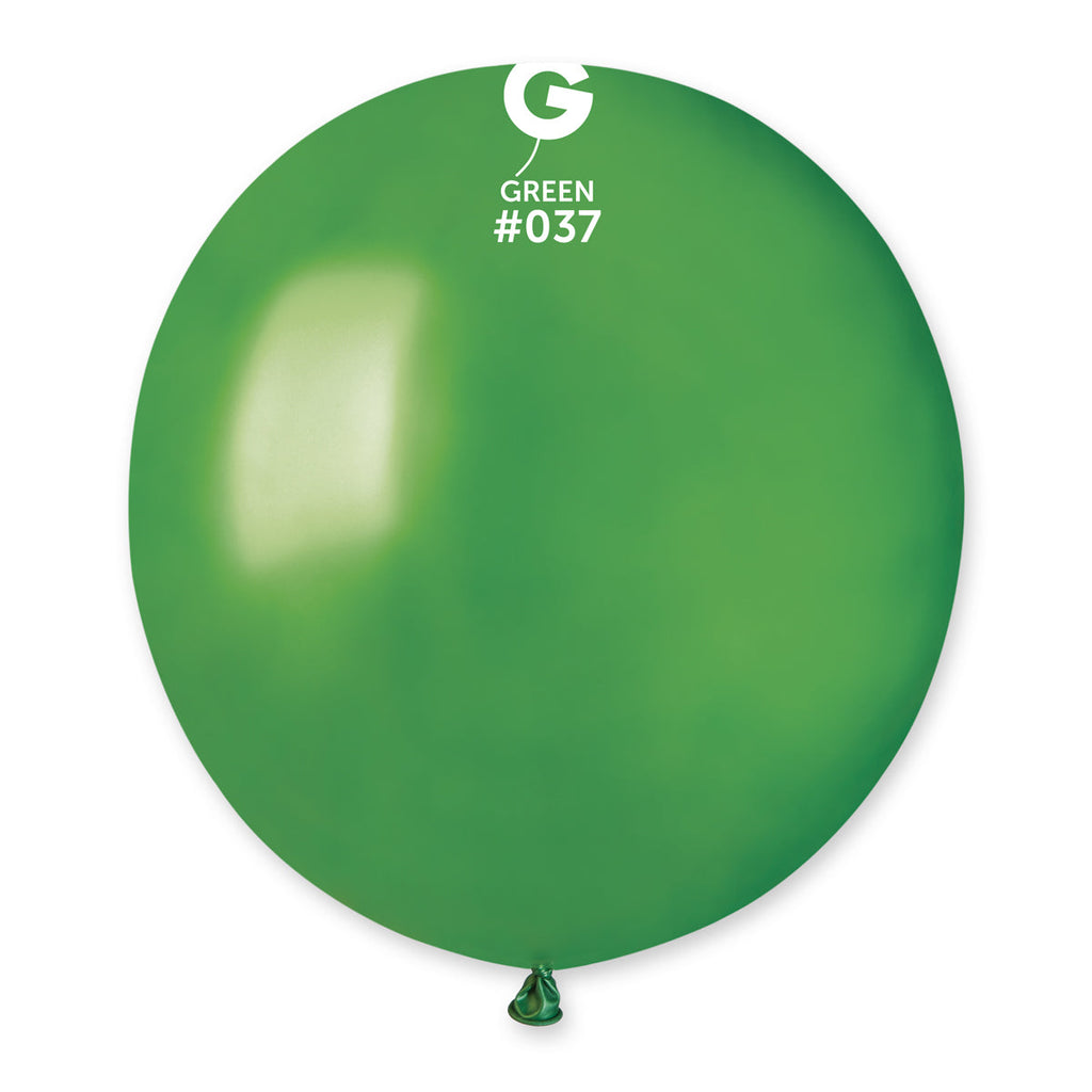 19" Gemar Latex Balloons (Bag of 25) Metallic Metallic Green