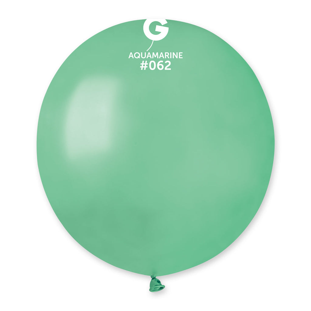 19" Gemar Latex Balloons (Bag of 25) Metallic Metallic Aquamarine