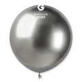 19" Gemar Latex Balloons Pack Of 25 Shiny Silver