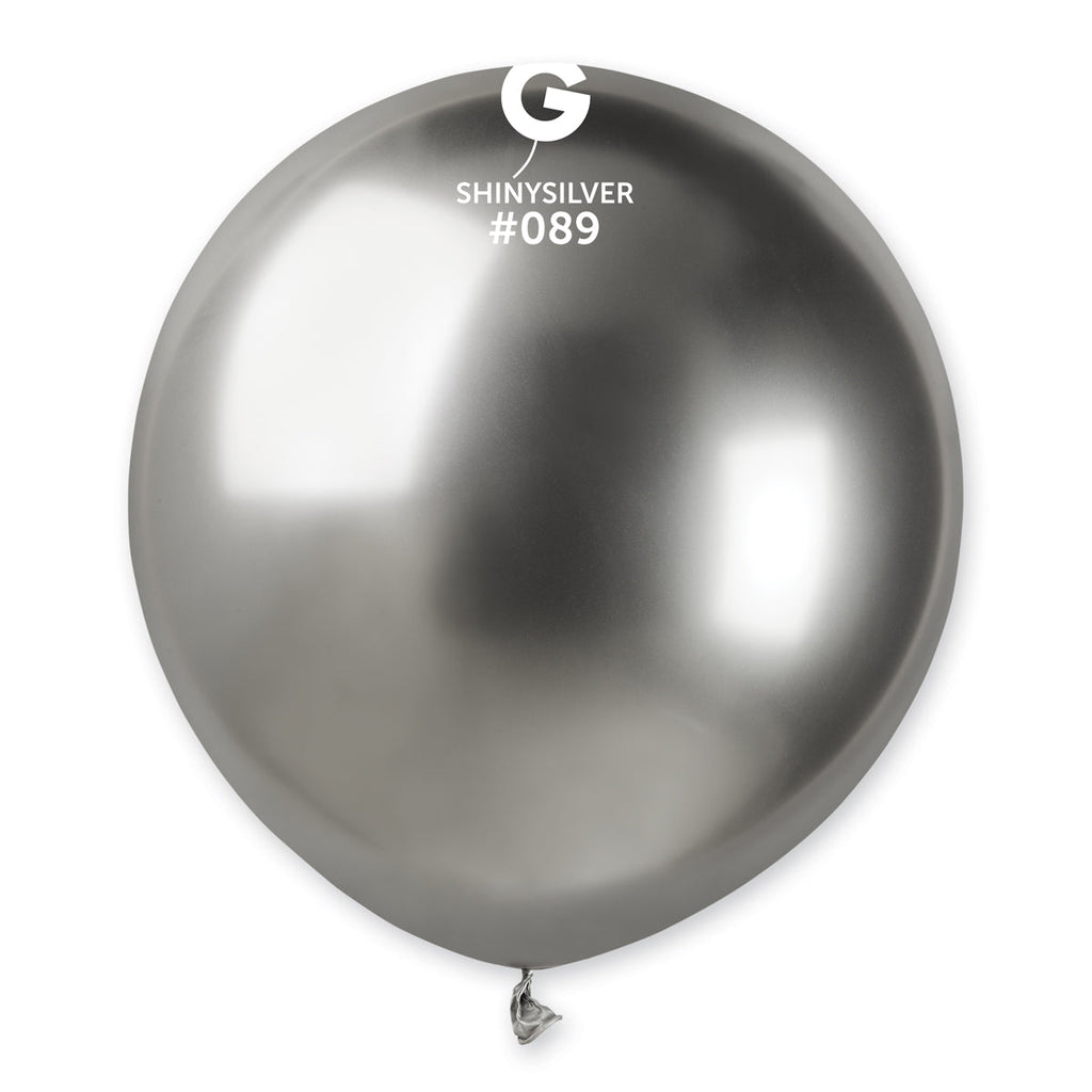 19" Gemar Latex Balloons Pack Of 25 Shiny Silver