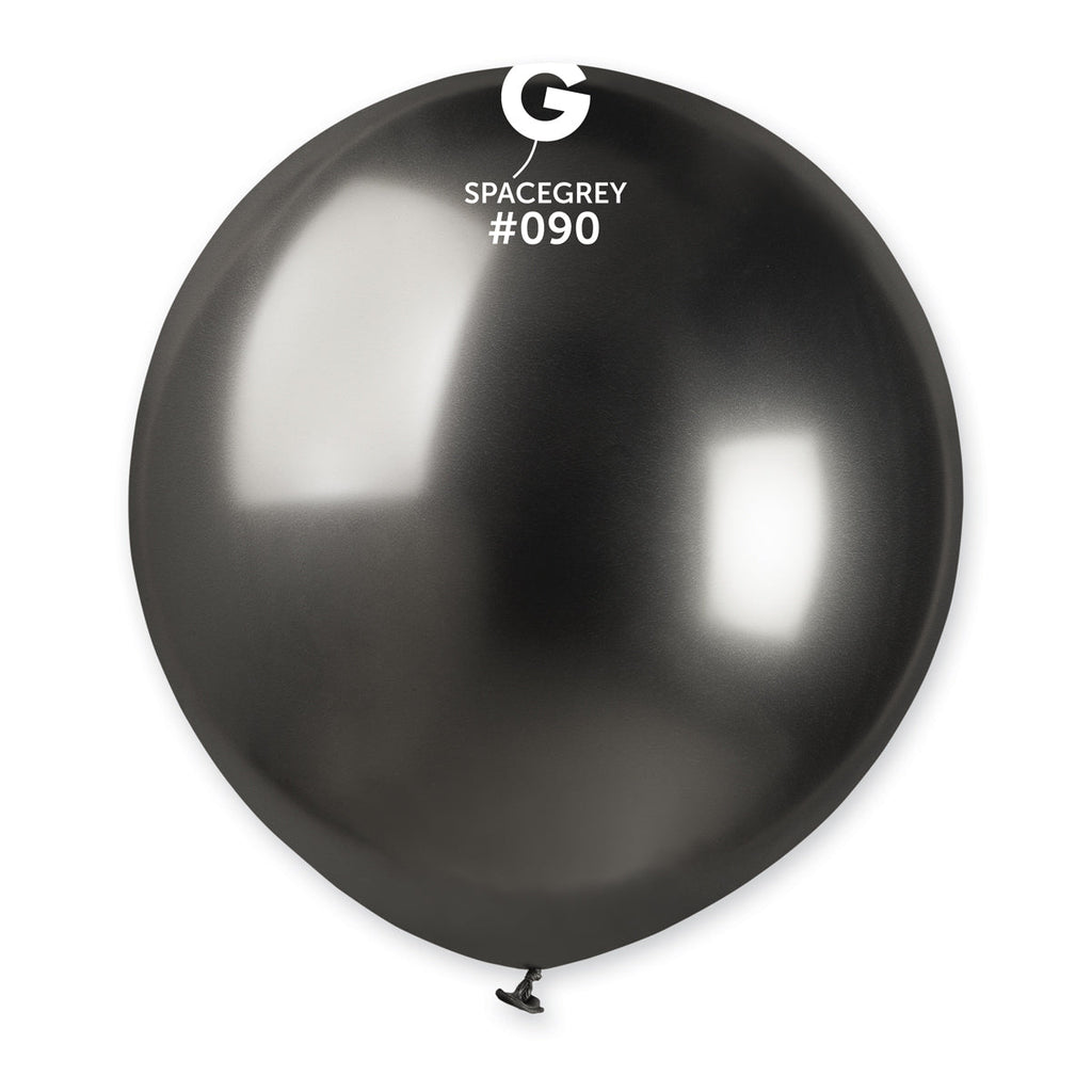 19" Gemar Latex Balloons Pack Of 25 Shiny Space Grey