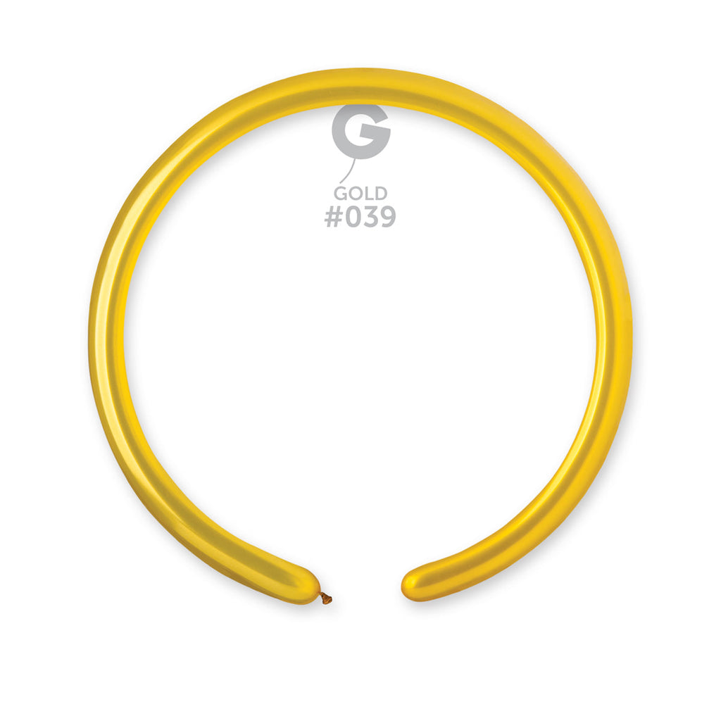 160G Gemar Latex Balloons (Bag of 50) Metallic Modelling/Twisting Gold