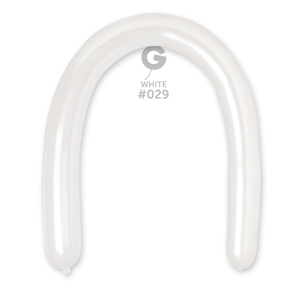 360G Gemar Latex Balloons (Bag of 50) Metallic Modelling/Twisting White