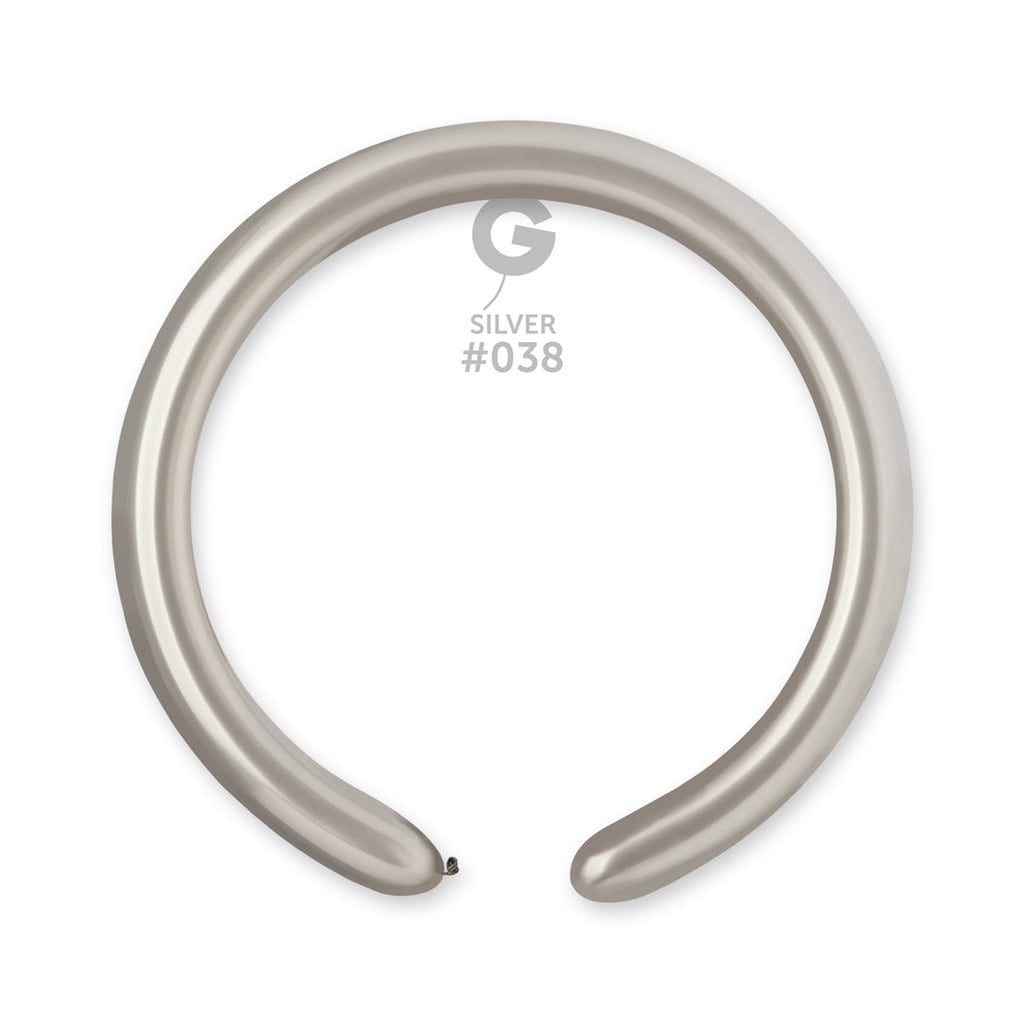 260G Gemar Latex Balloons (Bag of 50) Metallic Modelling/Twisting Silver