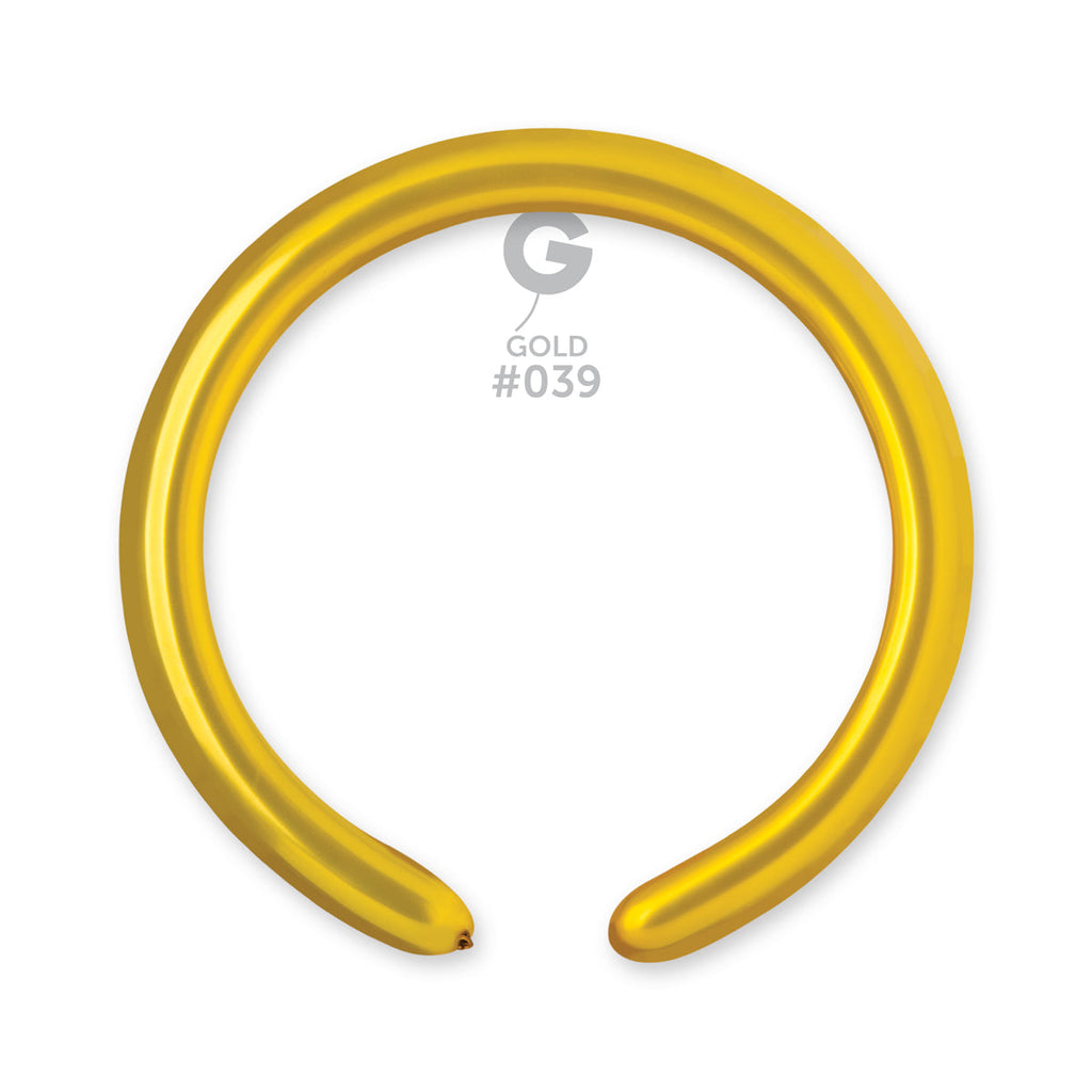 260G Gemar Latex Balloons (Bag of 50) Metallic Modelling/Twisting Gold