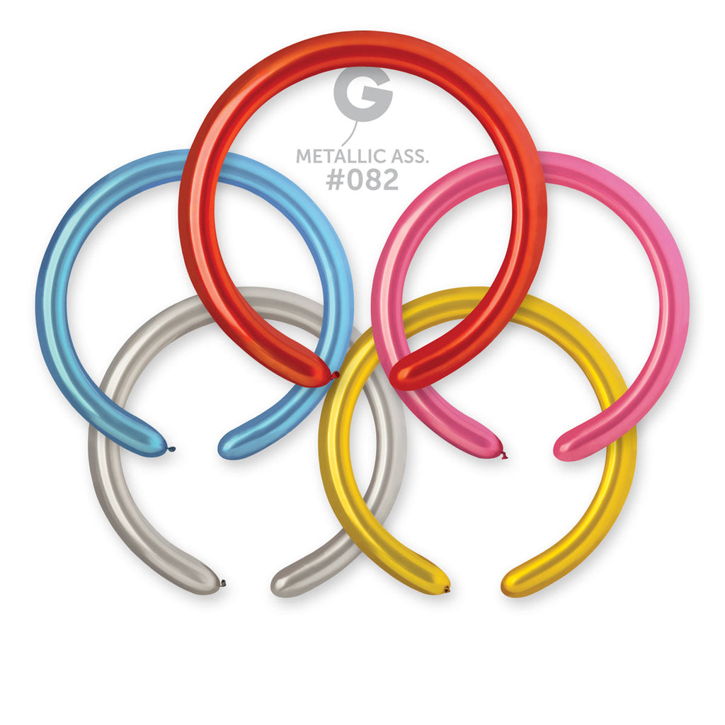 260G Gemar Latex Balloons (Bag of 50) Metallic Modelling/Twisting Assorted