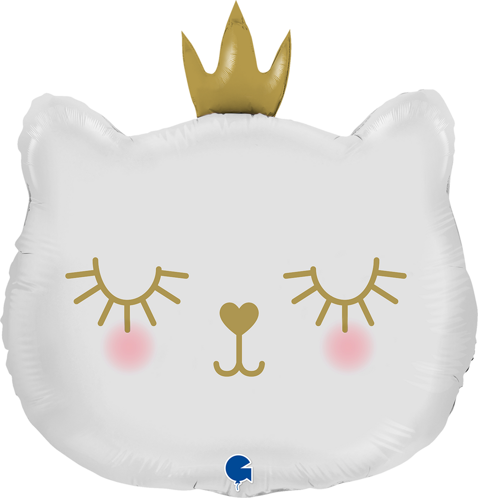 Uninflated 26" Cat Princess Foil White Balloon Brand Name Grabo Balloons in Italy