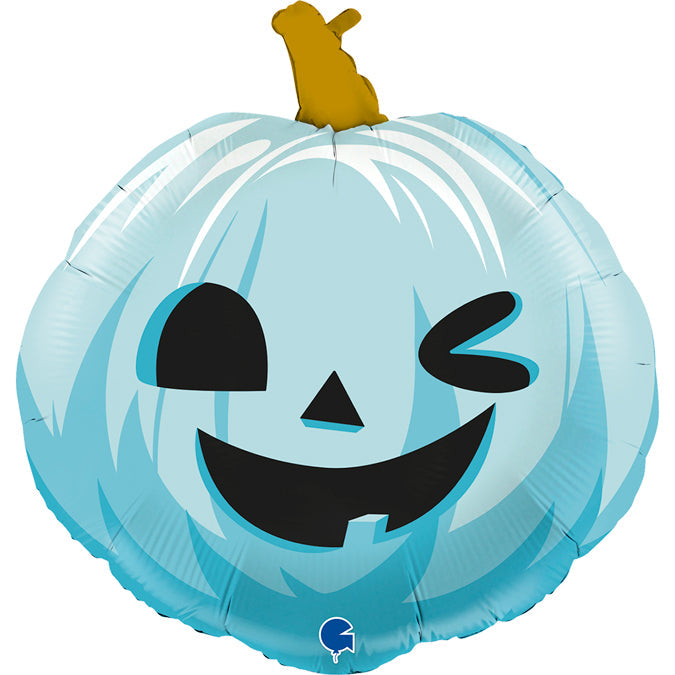 29" Funny Pumpkin Blue Foil Balloon
